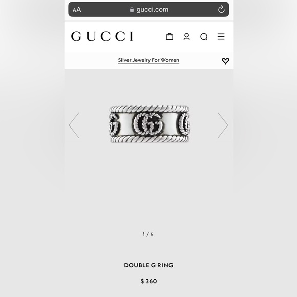 🎄 SALE! Authentic Gucci Double G Sterling Silver Ring - Picture 4 of 4